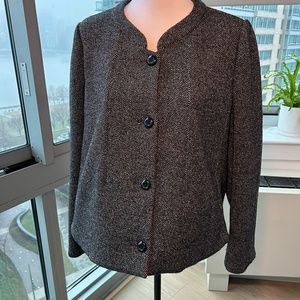 Armani Black Tweed button front jacket with red contrast, Wool with pockets